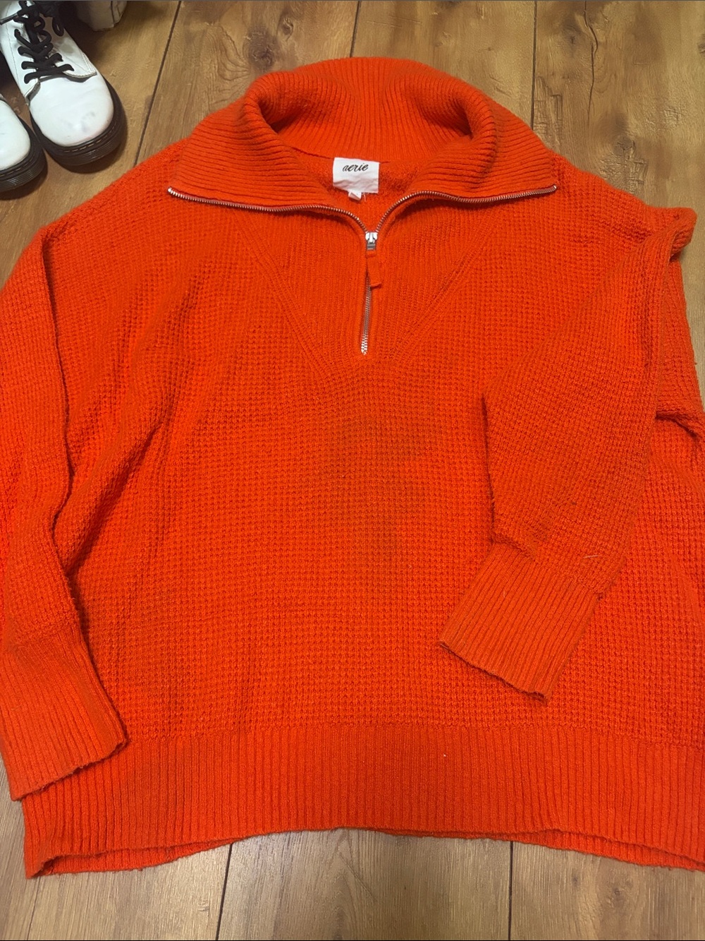 aerie Men's Bright Orange Half-Zip Knit Sweater